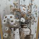 FWAHREN Modern Farmhouse Daisy Wildflower Framed Canvas Wall Art, Vintage Rustic Floral Pictures Paintings Artwork Wall Decor for Living Room Bedroom Bathroom Kitchen Home Office Decoration, 16x24in