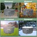 Gasadar Round Patio Furniture Covers Waterproof, Round Outdoor Furniture Cover for Patio Table and Chairs Set, Heavy Duty 600D, 84" Dia x 28" H, Grey