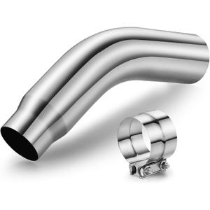 4 Inch Exhaust Elbow Tip With a Clamp,4''Inlet 5'' Outlet 23" Overall Length Elbow Tip,Stainless Steel Exit Exhaust Diesel Exhaust Tip for Pickups, Trucks and Cars