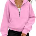 WYNNQUE Womens Sweatshirts Hoodies 2025 Fall Fashion Clothes Half Zip Pullover Cropped Fleece Sweaters Workout Soft Outfits Size XL