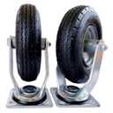 2-Swivel 8" Pneumatic Caster with zinc top Plate 360 Degree RotationBlack Rubber Wheel - Capacity 700 lbs.