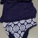 Tempt Me Two Piece Tankini Bathing Suits for Women One Shoulder Swim Top with Bottom Swimsuits, Size: Medium (Blue)