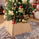 GRANNY SAYS Tree Collar & Skirt for Little Trees - 22" D Wicker, Champagne Tree Stand (Nature)