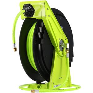 Flexzilla Pro Performance Series Air Hose Reel, 3/8 in. x 50 ft., Heavy Duty, Lightweight, Hybrid, ZillaGreen - L8011FZ