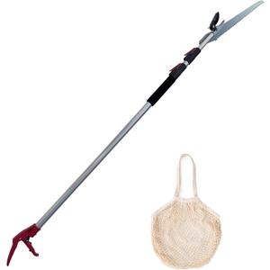 4.6-10ft Extendable Tree Pruner,Telescopic Tree Trimmer Pole Saw, Branch Cutter,Upgrade Steel Saw blade,Fruit Picker and Pruning Shears Gardening,Lightweight & Portable Lopper with a Fruit Mesh Bag