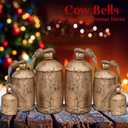 AKATVA Large Christmas Bells for Decoration  Cow Bells for Rustic Christmas Decor  Gold Bells for Christmas Decorations  Vintage Christmas Decor  Rustic Bells on Rope  Set of 6 Pieces