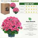 Artificial Geranium Bush 20 Inch Outdoor Potted Artificial Plant for Front Porch, UV Resistant Faux Flower Bush for Garden, Yard & Patio Decor (2 Pack)