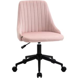 Vinsetto Mid-Back Office Chair, Velvet Fabric Swivel Scallop Shape Computer Desk Chair for Home Office or Bedroom, Pink