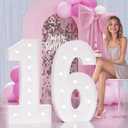 Marquee Numbers 16th Birthday Decorations: Large Light up Numbers 4 Feet Tall for Girls Boys White Anniversary Sweet 16 Party Decor 4FT Big Backdrop Foam Cardboard Balloon Number Frame 16