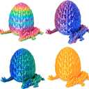 Easter Basket Stuffers 3D Printed Dragon Egg Toy (4 Pack) - Surprise Mystery Inside, Articulated Crystal Dragon, Fidget Sensory Toy for Kids Birthday Surprise Easter Egg Hunt Party Favors