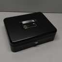 Jssmst Large Cash Box with Money Tray and Lock - Safe Box for Cash Saving Key Lock Money Organizer Box, 11.8L x 9.5W x 3.5H Inches, Black, SM-CB0501L, XLarge