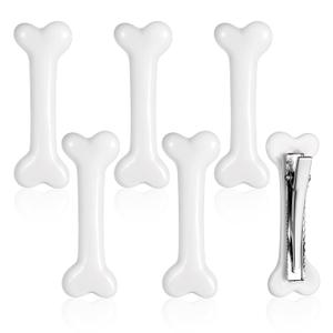 6Pcs Bone Hair Clip, Skull Skeleton HairPins, White Bones Hairpins for Women Girls, Side Hair Clip, Cosplay Costume Decorative Hair Pins Accessories, Dog Bone Alligator Clips