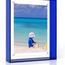 XMQMCF 8x10 Inch Acrylic Picture Frame, Blue Floating Magnetic Photo Frame for Desktop or Wall Decoration