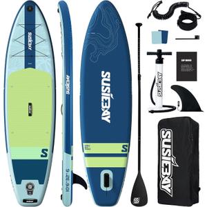 Inflatable Stand Up Paddle Board with SUP Accessories,Inflatable Paddle Boards for Adults & Youth, Anti-Slip EVA Deck,Wide Stance,Dual Action Pump,108L Backpack