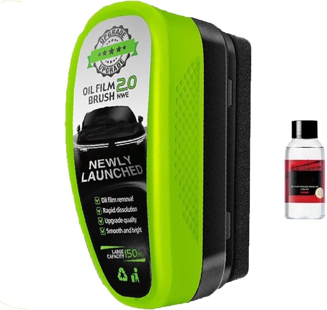 1Set Automotive Oil Film Cleaning Brush,Oil Film Cleaning Brush for car Windows, Oil Film Remover for car Window, Windshield Oil Film Remover, car Window Oil Film Remover with Cleaning Fluid (1Set)