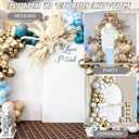Metal Arch Stand and Cover Set,1 White Spandex Fitted Backdrop with 1 Gold Wedding Arched Stand Frame for Parties Birthday Baby Shower Bridal Banquet Decoration (6FT)