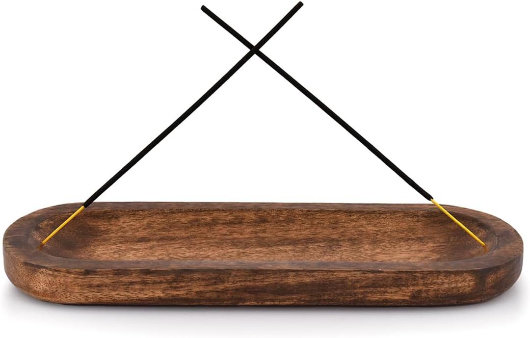 Kaizen Casa Incense Burner Stick Holder Ash Catcher Wooden Handmade Modern Gift Wood Home Decor Size (11" X 4" X 1")