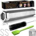 Smoke Tube for Pellet Smoker, 12'' Smoker Tube for Pellet Grill - Hot or Cold Smoker Accessories for Electric Gas Charcoal Grilling, Premium Stainless Steel Portable Barbecue Tube, Bonus Brush (Hexagonal)