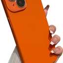 Caseative for iPhone 14 Case,Solid Color Full Camera Lens Protection Phone Case (Orange)