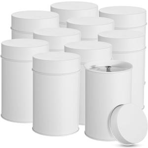 Zopeal 10 Pack Tea Tin Canister with Airtight Double Lids 16 oz Metal Round Tin Can Box with Lid Double Sealed Small Kitchen Container for Loose Tea Storage Coffee Sugar Candy Herbs and Spices