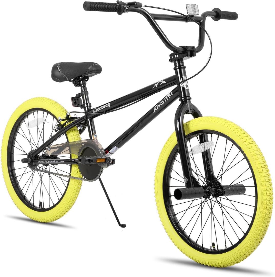 JOYSTAR Brockway Freestyle Kids BMX Bikes 20" 24" Kids Bicycles for 6-14 Years Old Boys Girls and Beginner-Level Riders 2 Pegs Multiple Colors (Yellow)