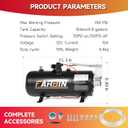 FARBIN 150 PSI 0.8gal Air Compressor 12V Air Tank Can for Train Horn, Air Horn, Inflating Tires, Air Mattresses (0.8 gal Black Air Compressor)