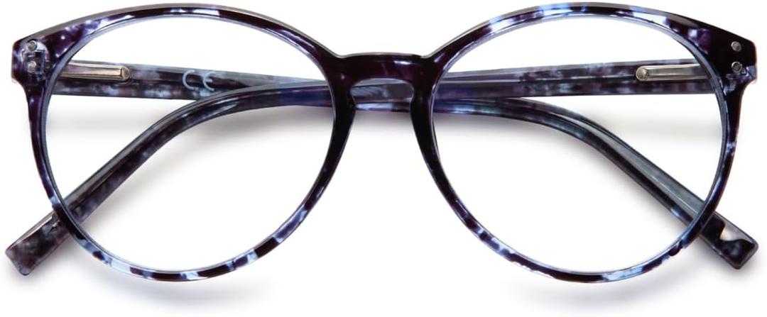LianSan Reading Glasses for Women with Blue Light Blocking Lenses,Large Frame Womens Stylish Readers with Spring Hinge(Blue Tortoise,1.75x)