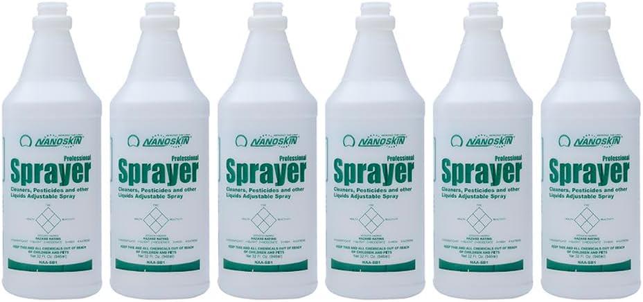 Nanoskin 6-Pack of 32 Oz. HDPE Natural Plastic Spray Bottles with Molded-in Graduations  Durable, Chemical-Resistant, Multi-Purpose, Refillable, and Perfect for Cleaning Solutions and Household Use