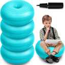 Lewtemi 4 Pcs Flexible Seating for Classroom Elementary 20 Inch Yoga Ball Chair Inflatable Donut Ball Chair with Inflator for Kids Student Sensory Balance Office Exercise (Blue)