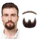 Human Hair Beard, Brown Fake Mustache, 100% Handmade Invisible Lace Based Facial Hair, Realistic Soft False Goatee Beards, For Halloween, Cosplay, Dramas, Movies, And Stage Performances
