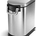 simplehuman 25 Liter, 27 lb / 12.2 kg Medium Pet Food Storage Container for Dog Food, Cat Food, and Bird Feed, Brushed Stainless Steel