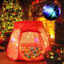 Pop Up Princess Tent with Colorful Star Lights for 1 2 3 Year Old Birthday Gift, 12-18 Months Baby Girl Toys, Foldable Ball Pit with Carrying Bag, Indoor&Outdoor Play Tent for Kids (Pink)