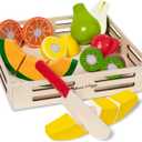 Melissa & Doug Wooden Cutting Fruit Toy Food Set & Pretend Play Kitchen Accessories, Preschool Learning Toys for Girls & Boys 3+ (11.8 x 10.85 x 1.95)