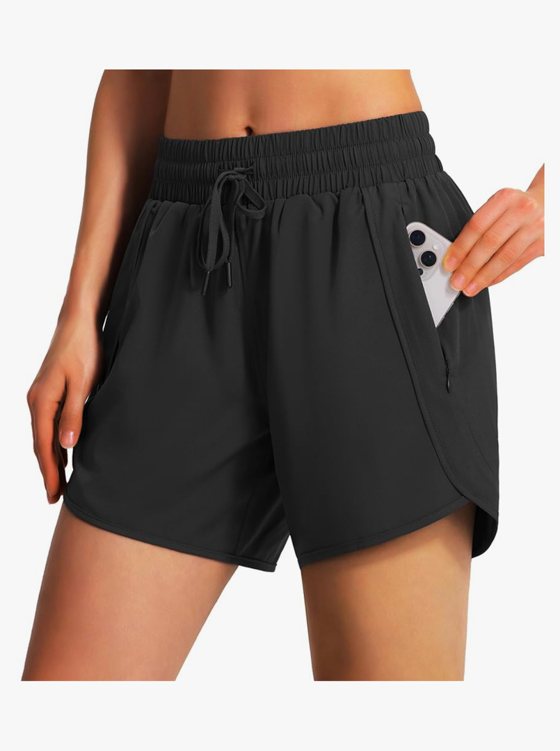 Ksmien Women's 5" Athletic Running Shorts Quick Dry Lightweight Workout Gym Shorts with Zipper Pockets UPF 50+