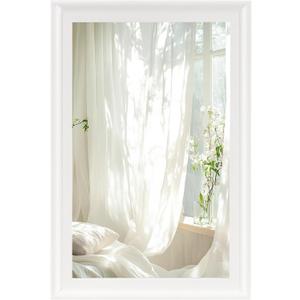 Tanmicoshomy White Bathroom Mirror 20x30 Inch, Wood Wall Mirror with Tempered Glass for Bathroom Living Room Bedroom or Hallway