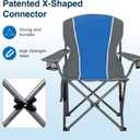 HIGH POINT SPORTS Portable Camping Chair, Heavy Duty Outdoor Folding Chair with Armrest, Foldable Camp Chair with Cup Holder for Camping, Support 350 LBS, Blue-Gray, 2 Pack, Twin Pack