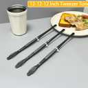 JETKONG 3 Pcs 12-Inch Cooking Tweezers Tongs Long Stainless Steel Chef Tweezers (12 12 12 Inch, Black)