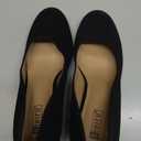 IDIFU Women's Sherry Dress Low Block Chunky Heels Pumps Closed Round Toe Shoes for Wedding Office Evening (8, Black Nubuck)