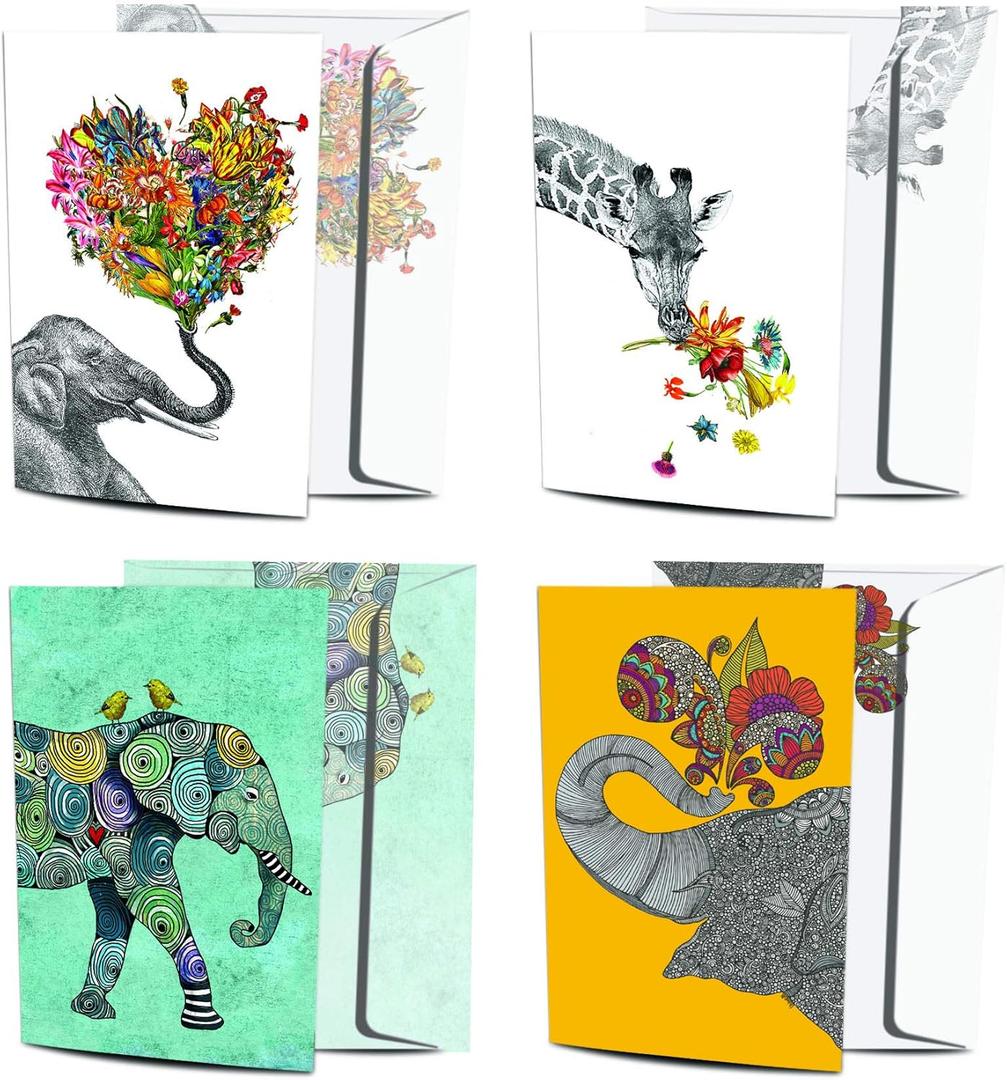 Tree-Free Greetings 8 Pack Greeting Cards, 100% Recycled Paper, Eco-Friendly Cards, Made in the USA, Variety Pack with Matching Envelopes, 5x7 in Artful Designs, multicolored (AGP1039)