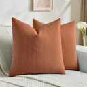 FUTEI Rust Decorative Throw Pillow Covers 18x18 Inch Set of 2,Soft Cozy Wheat Ear Striped Patterns Cushion Cases,Modern Home Decor for Couch Bed Living Room