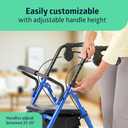 Medline Steel Rollator Walker for Adult Mobility Impairment, Blue, 350 lb. Weight Capacity, 8 Wheels, Foldable, Adjustable Handles, Rolling Walker for Seniors