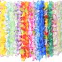 2 x 36 Pcs Leis for Luau Party Decorations, Hawaiian Leis Party Favors,Hawaiian Party Decorations,Colorful Flower Necklace, Luau Party Favors Supplies,Tropical Summer Beach Theme Decor(3 Dozen)
