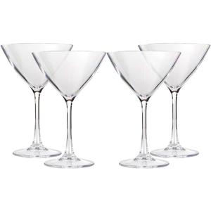 Lily's Home Unbreakable Acrylic Martini Glasses, Made of Shatterproof Plastic and Ideal for Indoor and Outdoor Use, Reusable, Crystal Clear (8.5 oz. Each, Set of 4)