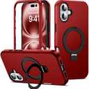 DuiDuiQ Designed for iPhone 16 Plus Case 6.7''with Magnetic Ring Stand [Military Drop Protection][Compatible with Mag-Safe] Shockproof 16 Plus Phone Case for Men Wowen,Red