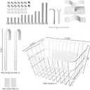 Bike Basket Front | Stainless Steel Front Basket for E-Bike & Electric Scooter-with Fixed Holder and Two Hooks | Easy Handlebar/Head Tube Installation | Bike Basket for Commuting & Shopping (White)