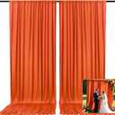 2 Panels Orange Backdrop Curtain, 10 x 10 Feet Polyester Background Curtains for Parties, Weddings, Baby Showers, Halloween, Christmas, Birthday Party Photoshoot Backdrop Curtains Decorations