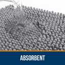 OLANLY Bathroom Rugs 24x16, Extra Soft Absorbent Chenille Bath Rugs, Rubber Backing Quick Dry, Machine Washable Bath Mats for Bathroom Floor, Tub and Shower, Home Decor Accessories, Grey