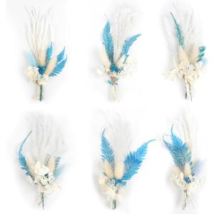 6PCS Mini Boho Dried Flower Bouquet Dried Flowers Small Bouquets Mini Natural Real Plants for Wedding Table Centerpieces Gift Box Cake Bottle Decor Home Vase Decorations DIY Craft (04)