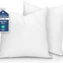 Martex 2-Pack Decorative Throw 16" x 16" Pillow Inserts Soft, Supportive & Fluffy Cushion Fillers Poly-Cotton Blend Cover with Plush Polyester Fill Perfect for Sofa, Bed & Living Room White