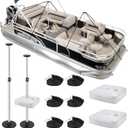 Pontoon Boat Cover Support Poles System 2 Pack, Adjustable Aluminum Support Poles with Weight Bag and Webbing Strap, Suitable for Pontoon, Jon, V Hull Boat Covers